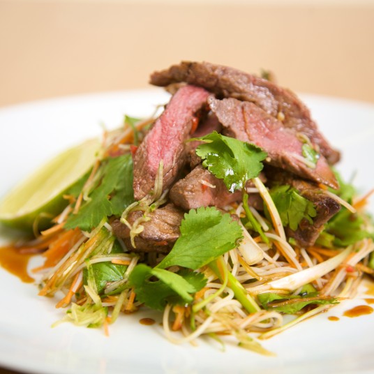 Asian style venison and coriander salad with glass noodles and ginger and soy dressing Sophie Wright 1